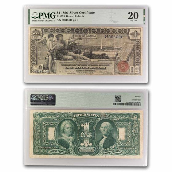 1896 $1.00 Silver Cert. Educational Note VF-20 PMG (Fr#225) 1896 $1.00 Silver Cert. Educational Note VF-20 PMG (Fr#225)