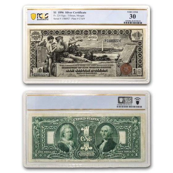 1896 $1.00 Silver Cert. Educational Note VF-30 PCGS (Fr#224) 1896 $1.00 Silver Cert. Educational Note VF-30 PCGS (Fr#224)