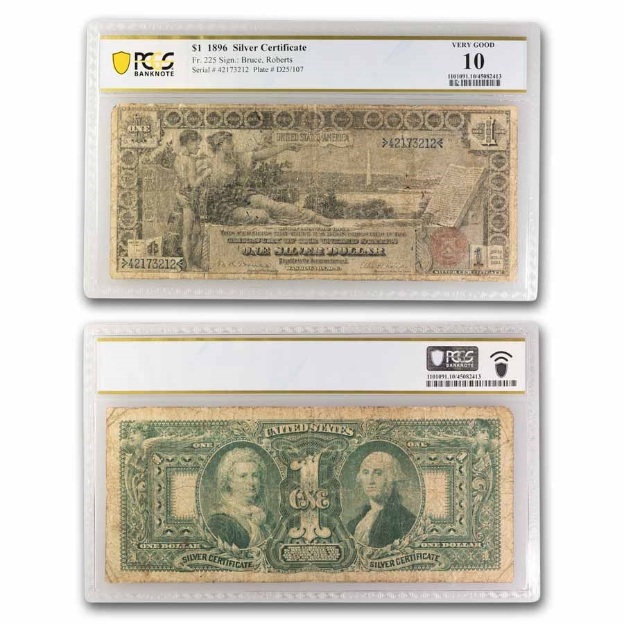 1896 $1.00 Silver Cert. Educational Note VG-10 PCGS (Fr#225)