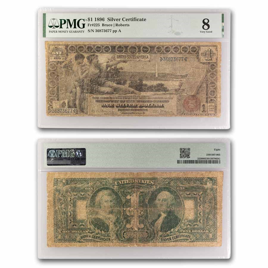 1896 $1.00 Silver Cert. Educational Note VG-8 PMG (Fr#225)
