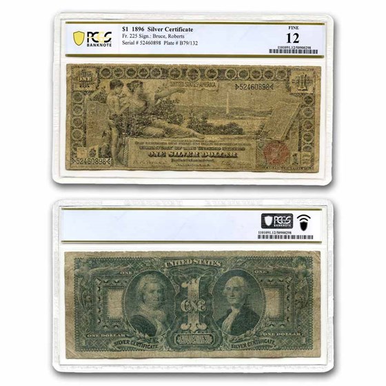 1896 $1.00 Silver Certificate Educational Note F-12 PCGS (Fr#225) 1896 $1.00 Silver Certificate Educational Note F-12 PCGS (Fr#225)
