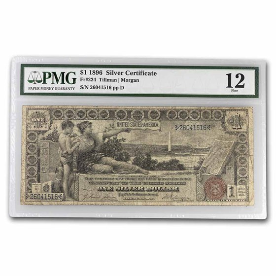 1896 $1.00 Silver Certificate Educational Note F-12 PMG (Fr#224) 1896 $1.00 Silver Certificate Educational Note F-12 PMG (Fr#224)