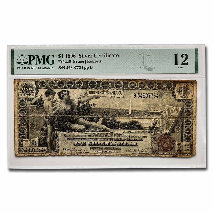 1896 $1.00 Silver Certificate Educational Note F-12 PMG (Fr#225)