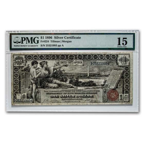 1896 $1.00 Silver Certificate Educational Note F-15 PMG (Fr#224) 1896 $1.00 Silver Certificate Educational Note F-15 PMG (Fr#224)
