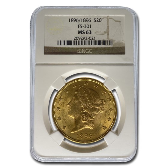 1896/1896 $20 Liberty Gold Double Eagle MS-63 NGC (FS-301) 1896/1896 $20 Liberty Gold Double Eagle MS-63 NGC (FS-301)