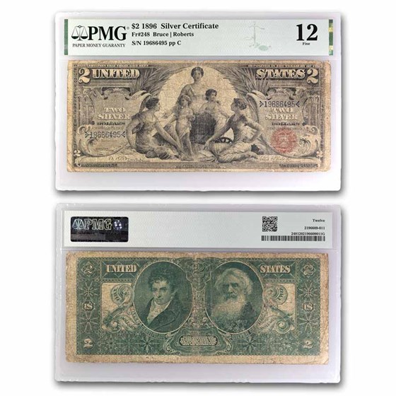 1896 $2.00 Silver Certificate Educational Note F-12 PMG (Fr#248) 1896 $2.00 Silver Certificate Educational Note F-12 PMG (Fr#248)
