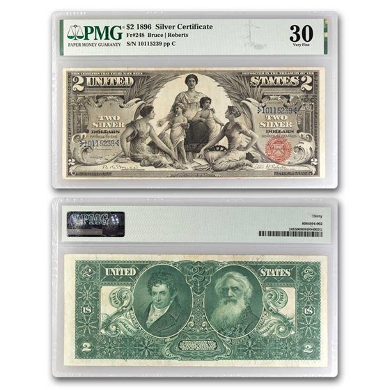 1896 $2.00 Silver Certificate Educational Note VF-30 PMG 1896 $2.00 Silver Certificate Educational Note VF-30 PMG