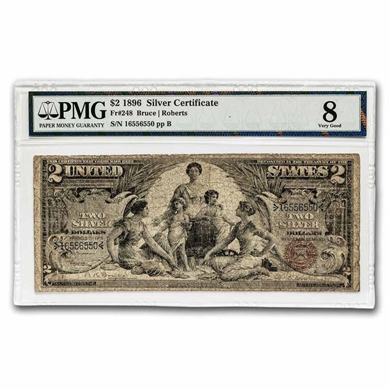 1896 $2.00 Silver Certificate Educational Note VG-08 PMG (Fr#248) 1896 $2.00 Silver Certificate Educational Note VG-08 PMG (Fr#248)