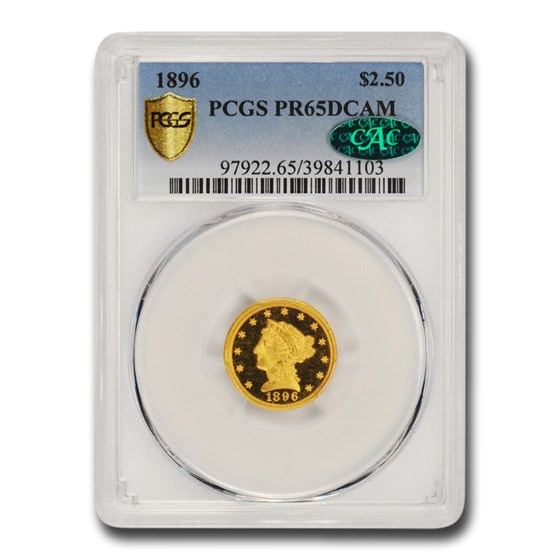 1896 $2.50 Liberty Gold Quarter Eagle PR-65 DCAM PCGS CAC 1896 $2.50 Liberty Gold Quarter Eagle PR-65 DCAM PCGS CAC