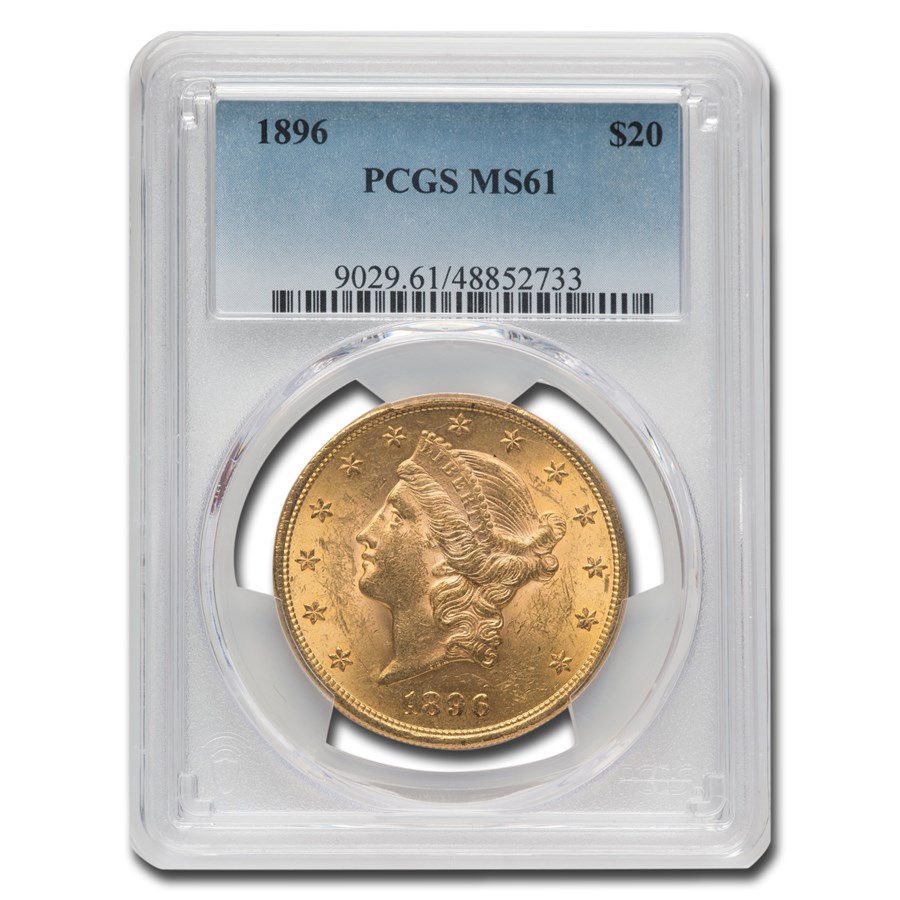 1896 $20 Liberty Gold Double Eagle MS-61 PCGS