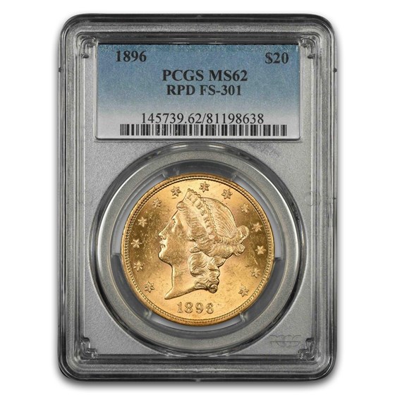1896 $20 Liberty Gold Double Eagle MS-62 PCGS (FS-301, RPD)