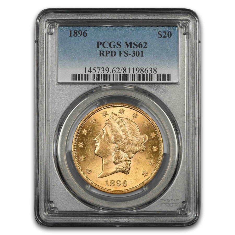 1896 $20 Liberty Gold Double Eagle MS-62 PCGS (FS-301, RPD)