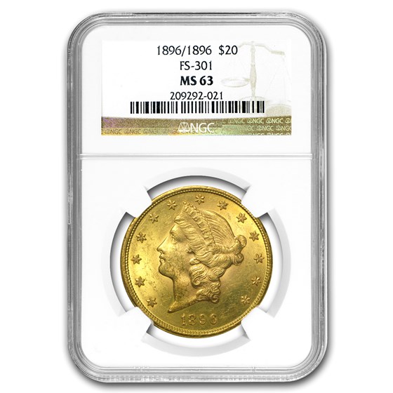 1896 $20 Liberty Gold Double Eagle MS-63 NGC (FS-301 RPD) 1896 $20 Liberty Gold Double Eagle MS-63 NGC (FS-301 RPD)