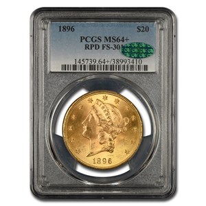 1896 $20 Liberty Gold Double Eagle MS-64+ PCGS CAC (FS-301, RPD)