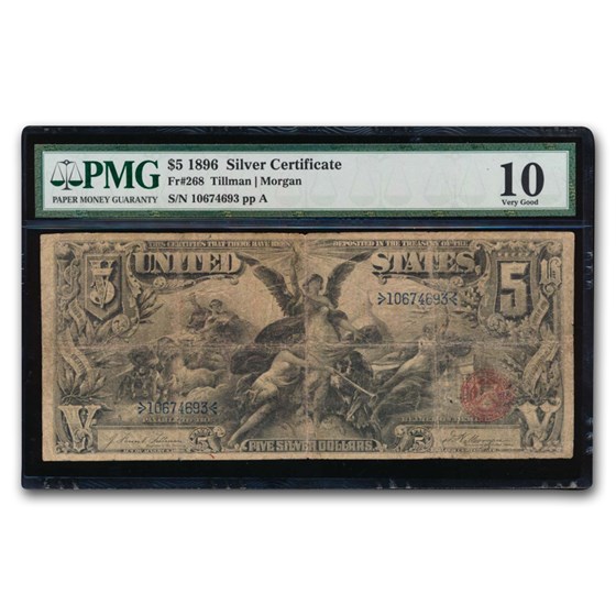 1896 $5.00 Silver Certificate Educational Note VG-10 PMG 1896 $5.00 Silver Certificate Educational Note VG-10 PMG