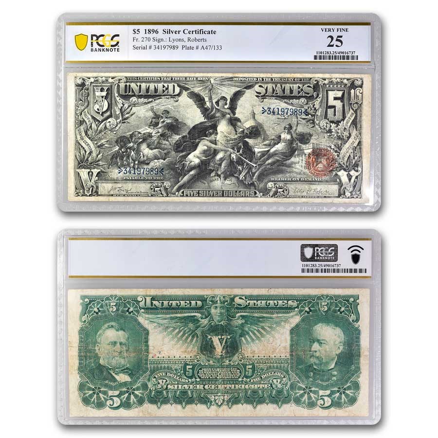 1896 $5.00 Silver Certificate Educational VF-25 PCGS (Fr#270)