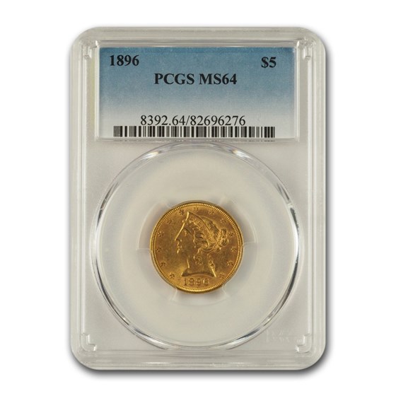 1896 $5 Liberty Gold Half Eagle MS-64 PCGS 1896 $5 Liberty Gold Half Eagle MS-64 PCGS