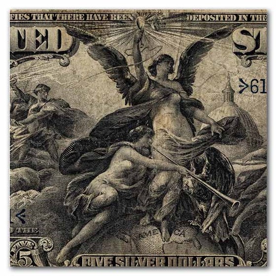 Buy 1896 $5 Silver Certificate Educational Note F 15 PMG (Fr#268)Tear Buy 1896 $5 Silver Certificate Educational Note F 15 PMG (Fr#268)Tear