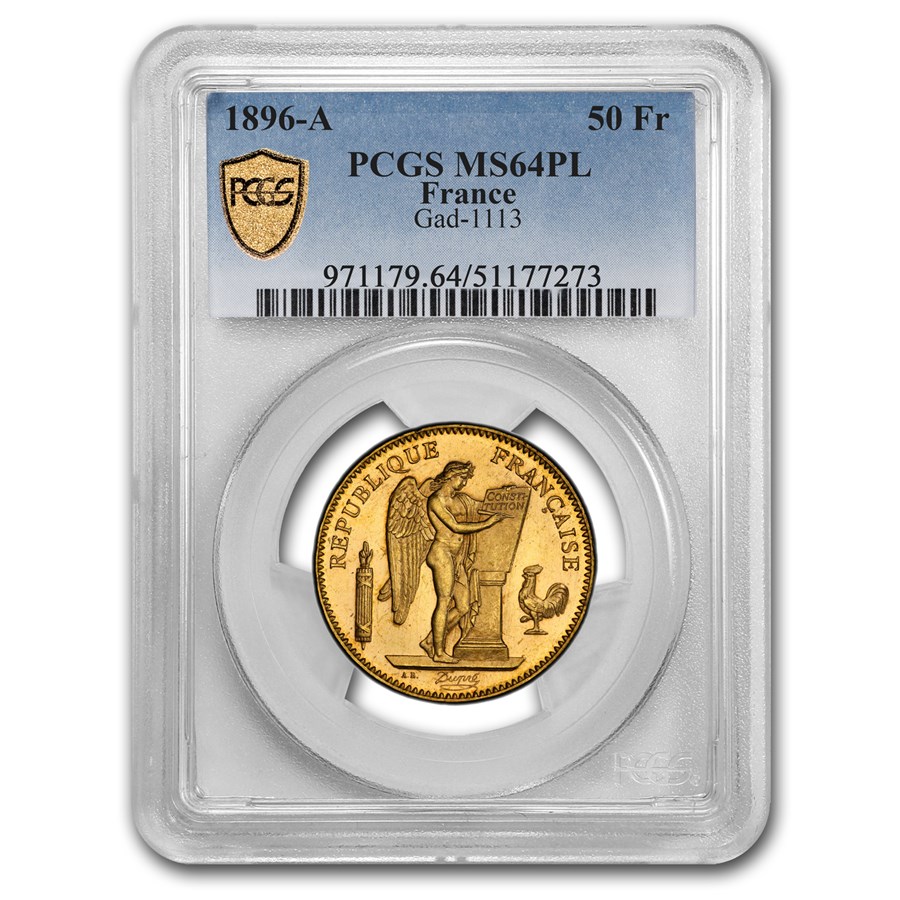 1896-A France Gold 50 Francs MS-64 PCGS (PL)