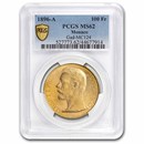 1896-A Monaco Gold 100 Francs Albert I MS-62 PCGS
