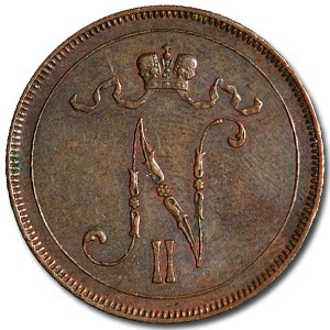 1896 Finland 10 Pennia XF 1896 Finland 10 Pennia XF