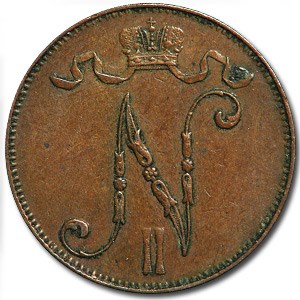 1896 Finland 5 Pennia XF 1896 Finland 5 Pennia XF