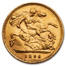 1896 Great Britain Gold Half-Sovereign Victoria Veil AU