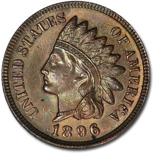 1896 Indian Head Cent MS-60 (Red) 1896 Indian Head Cent MS-60 (Red)
