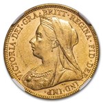 1896-M Australia Gold Sovereign Victoria Veiled Head AU-58 NGC