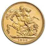 1896-M Australia Gold Sovereign Victoria Veiled Head BU