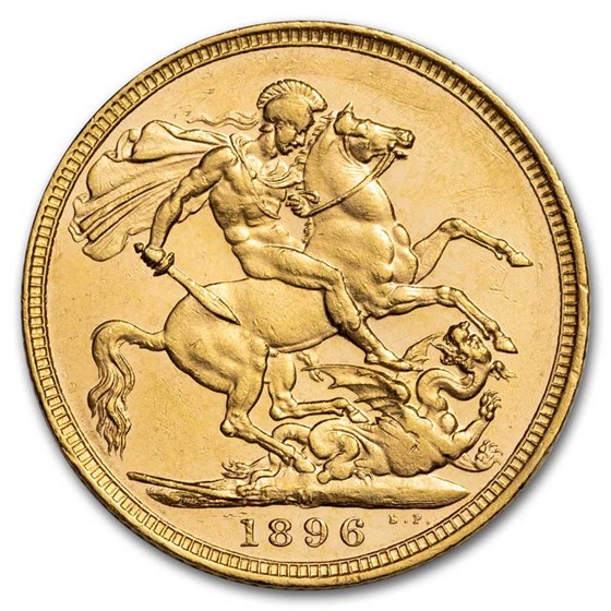 1896-M Australia Gold Sovereign Victoria Veiled Head BU