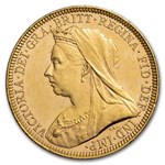 1896-M Australia Gold Sovereign Victoria Veiled Head BU