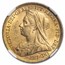 1896-M Australia Gold Sovereign Victoria Veiled Head MS-62 NGC