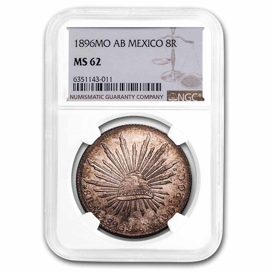 1896-Mo AB Mexico Silver 8 Reales MS-62 NGC