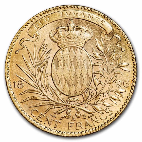 1896 Monaco Gold 100 Francs Albert I AU 1896 Monaco Gold 100 Francs Albert I AU