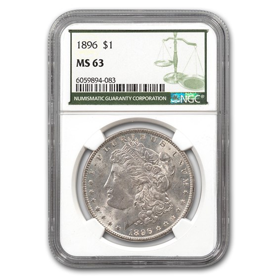 1896 Morgan Dollar MS-63 NGC (Green Label) 1896 Morgan Dollar MS-63 NGC (Green Label)
