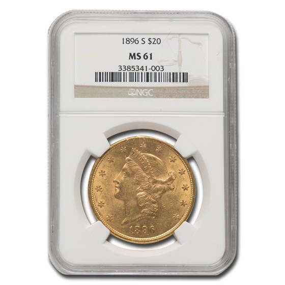 1896-S $20 Liberty Gold Double Eagle MS-61 NGC 1896-S $20 Liberty Gold Double Eagle MS-61 NGC