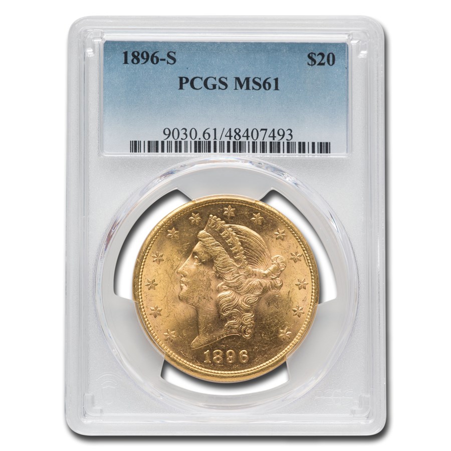1896-S $20 Liberty Gold Double Eagle MS-61 PCGS