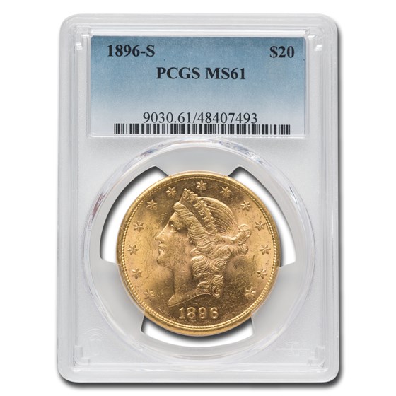 1896-S $20 Liberty Gold Double Eagle MS-61 PCGS