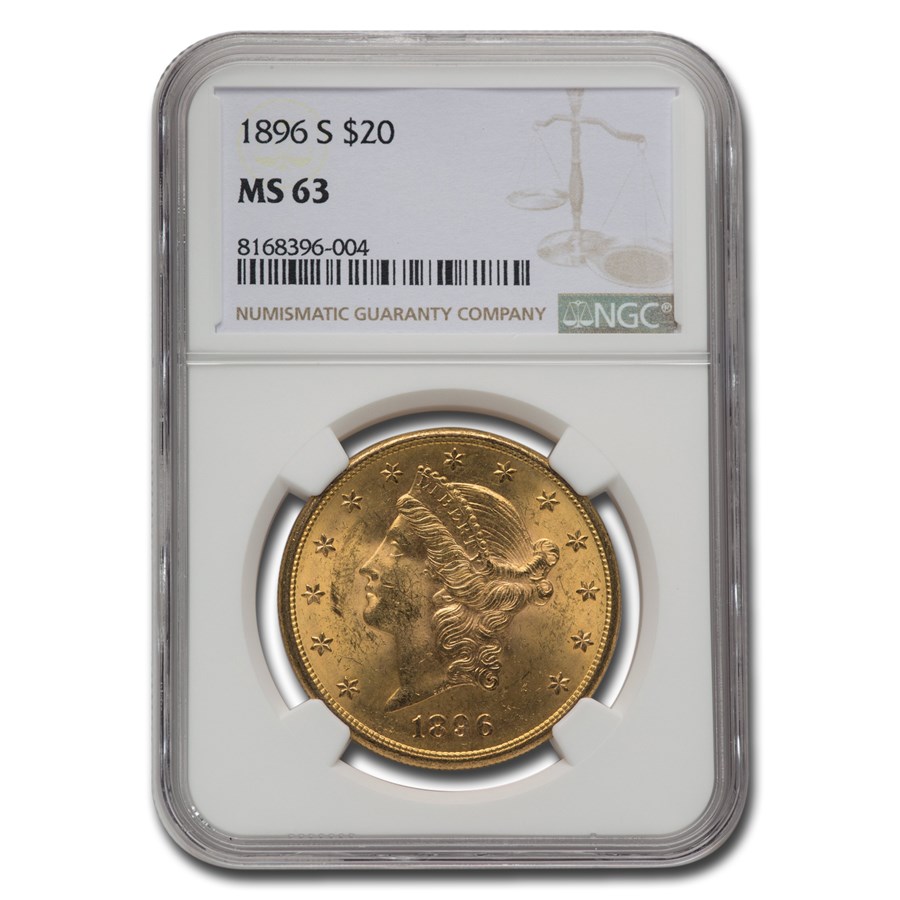 1896-S $20 Liberty Gold Double Eagle MS-63 NGC