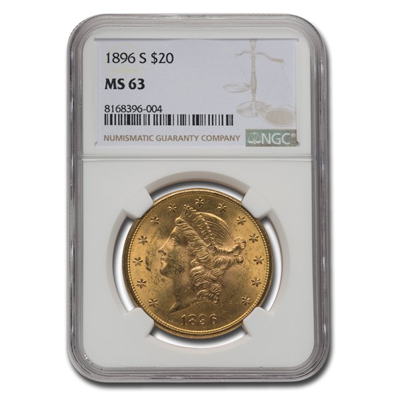 1896-S $20 Liberty Gold Double Eagle MS-63 NGC 1896-S $20 Liberty Gold Double Eagle MS-63 NGC
