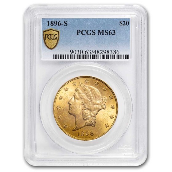 1896-S $20 Liberty Gold Double Eagle MS-63 PCGS 1896-S $20 Liberty Gold Double Eagle MS-63 PCGS