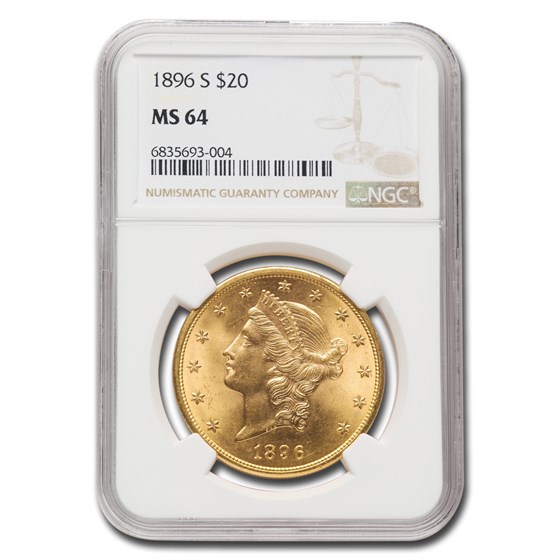1896-S $20 Liberty Gold Double Eagle MS-64 NGC 1896-S $20 Liberty Gold Double Eagle MS-64 NGC