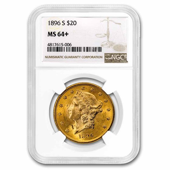 1896-S $20 Liberty Gold Double Eagle MS-64+ NGC 1896-S $20 Liberty Gold Double Eagle MS-64+ NGC