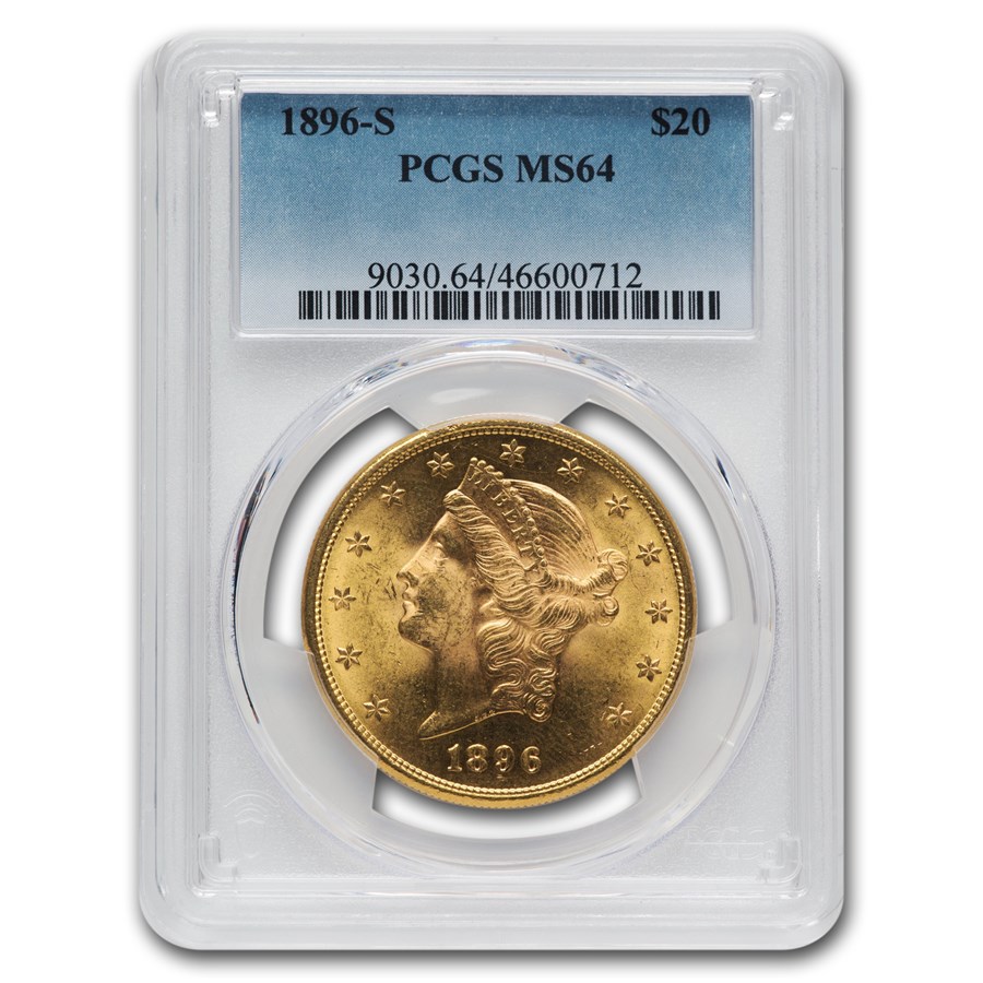 1896-S $20 Liberty Gold Double Eagle MS-64 PCGS