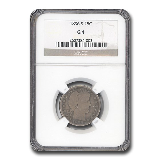 1896-S Barber Quarter Good-4 NGC 1896-S Barber Quarter Good-4 NGC