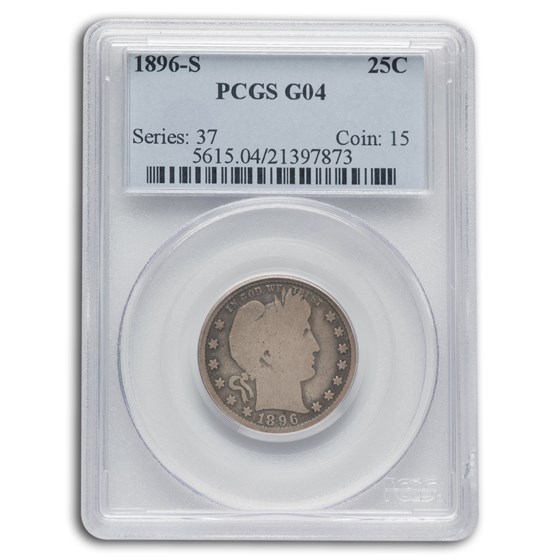1896-S Barber Quarter Good-4 PCGS 1896-S Barber Quarter Good-4 PCGS