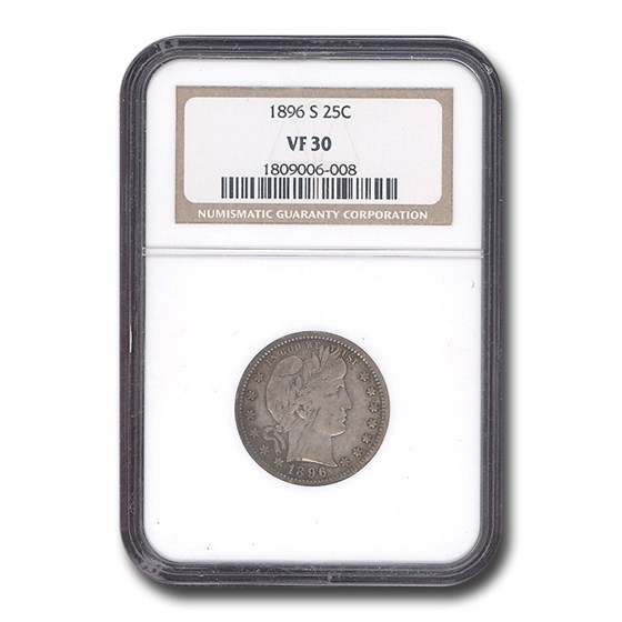1896-S Barber Quarter VF-30 NGC