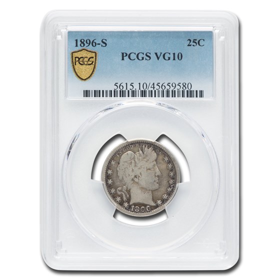 1896-S Barber Quarter VG-10 PCGS 1896-S Barber Quarter VG-10 PCGS