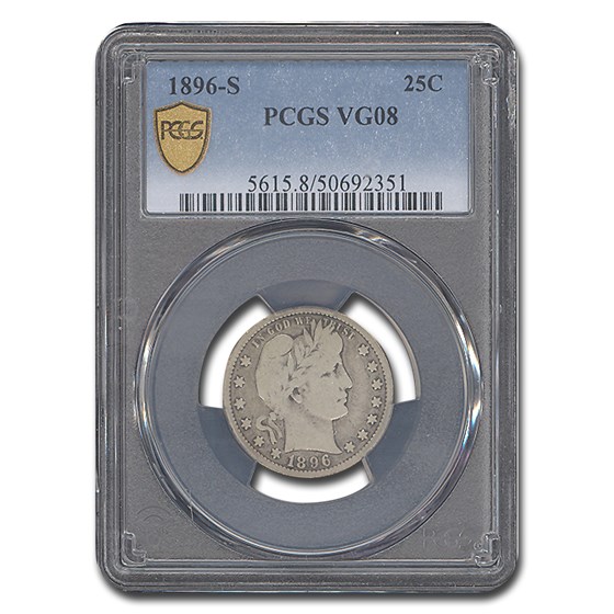 1896-S Barber Quarter VG-8 PCGS 1896-S Barber Quarter VG-8 PCGS